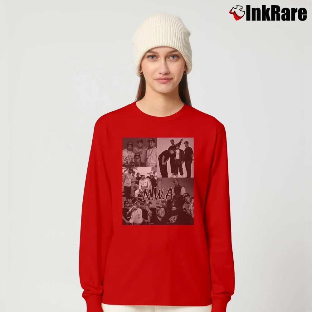 Women’s NWA 90s Hip Hop Iconic Group Long-Sleeve Top in red | Sleek, Versatile, All-Season
