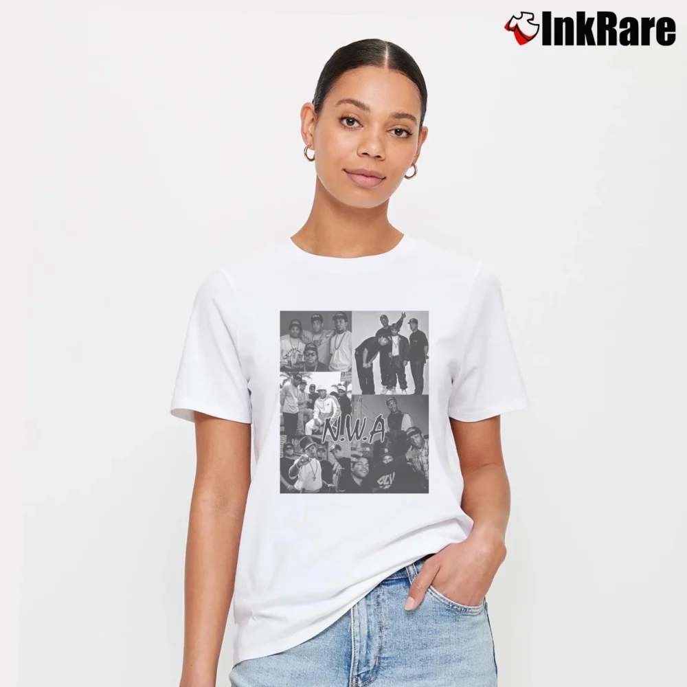 Women’s NWA 90s Hip Hop Iconic Group Signature T-Shirt in white | Soft, Flattering Fit