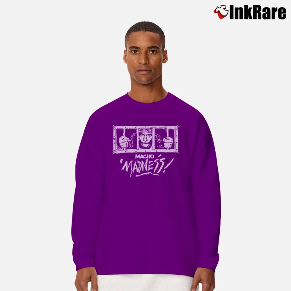 Men’s nwo macho man randy savage madness for Wrestling Fans Long-Sleeve Shirt in purple | Sleek, Lightweight, Year-Round Wear
