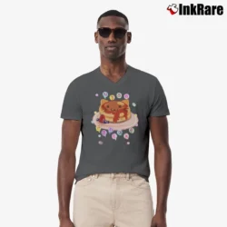 Men’s Nyan Cat Pancake Kawaii V-Neck Tee in charcoal | Sharp, Breathable, Everyday Staple
