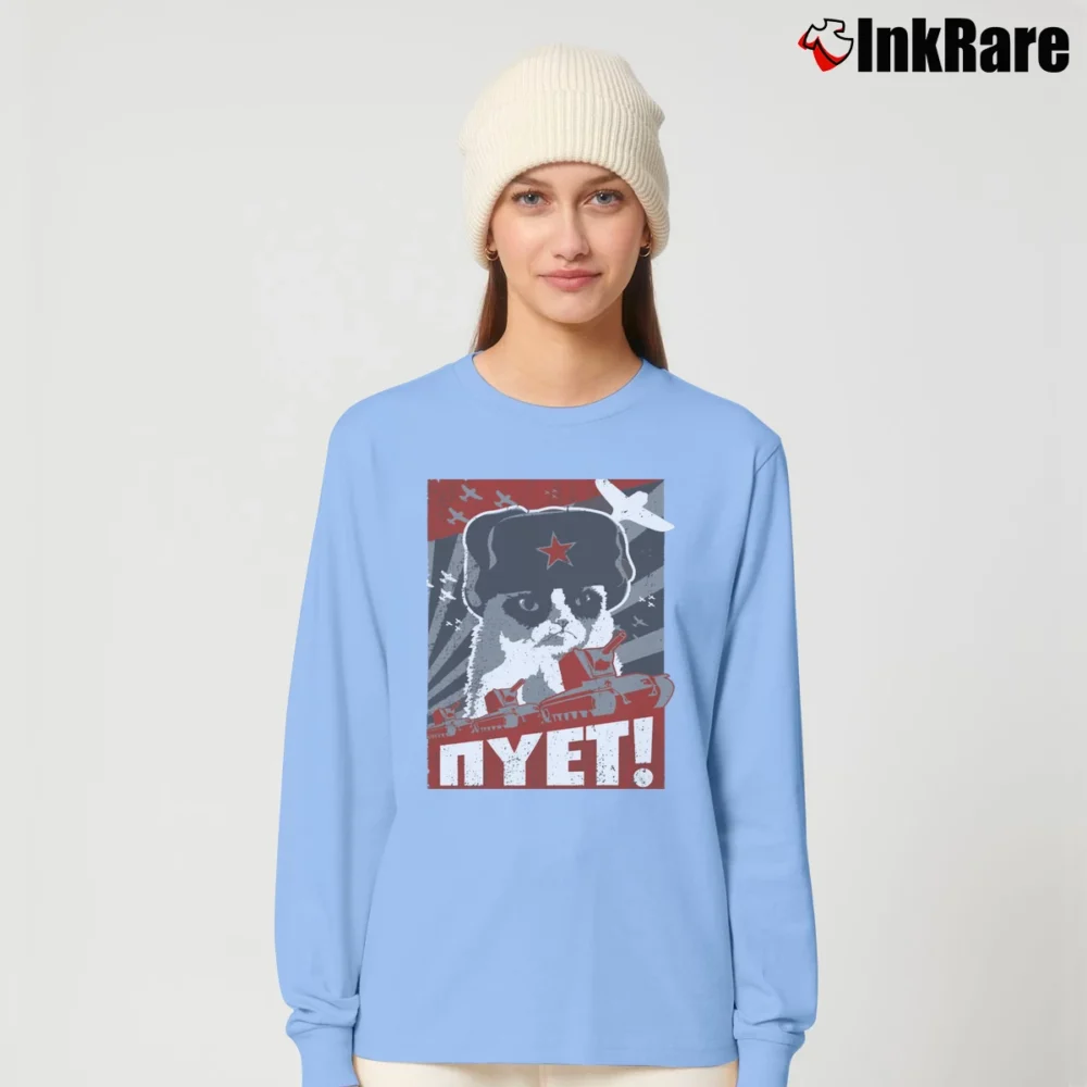 Women’s Nyet Soviet Graphic Long-Sleeve Top in light blue | Sleek, Versatile, All-Season