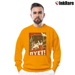 Men’s Nyet Soviet Graphic Crewneck Sweatshirt in orange | Cozy Fabric, Clean Style