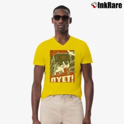 Men’s Nyet Soviet Graphic V-Neck Tee in yellow | Sharp, Breathable, Everyday Staple
