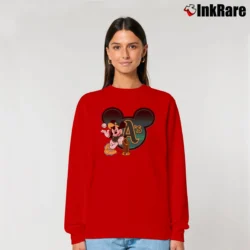 Women’s Oakland Athletics Commissioner's Trophy Mickey Mouse Relaxed Sweatshirt in red | Soft, Laid-Back Vibe