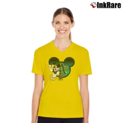 Women’s Oakland Athletics Commissioner's Trophy Mickey Mouse V-Neck Tee in yellow | Chic Neckline, Soft Texture