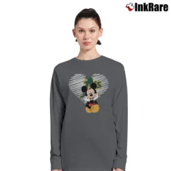 Women’s Oakland Athletics Heart Mickey Mouse Baseball Long-Sleeve Top in charcoal | Sleek, Versatile, All-Season