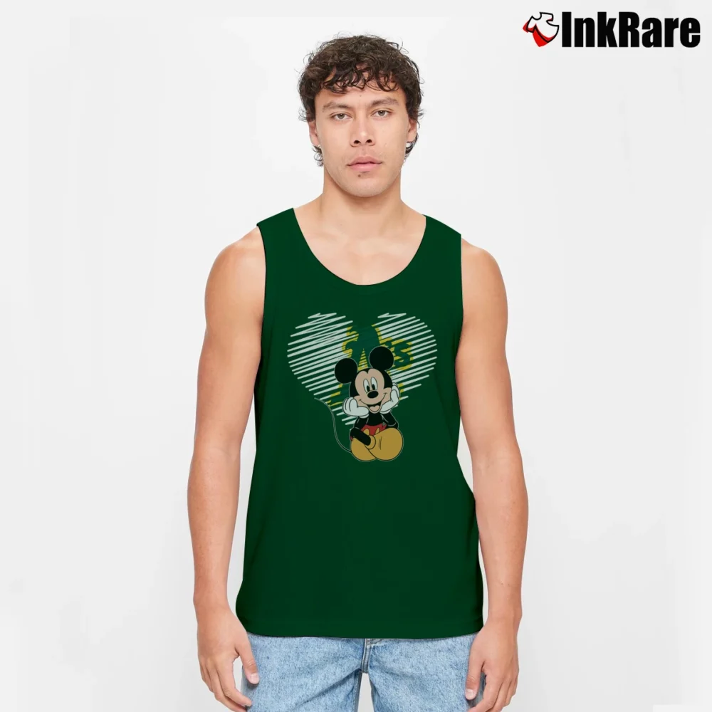 Men’s Oakland Athletics Heart Mickey Mouse Baseball Tank Top in forest green | Breathable, Active-Friendly Design