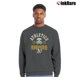 Men’s Oakland Athletics MLB Star Wars Empire Crossover Crewneck Sweatshirt in charcoal | Cozy Fabric, Clean Style