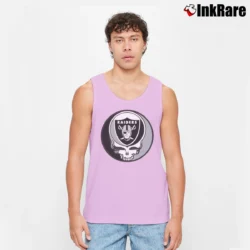 Men’s Oakland Raiders Grateful Dead Steal Your Face Football Tank Top in light pink | Breathable, Active-Friendly Design
