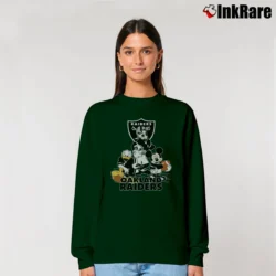 Women’s Oakland Raiders Mickey Donald Goofy Football Relaxed Sweatshirt in forest green | Soft, Laid-Back Vibe