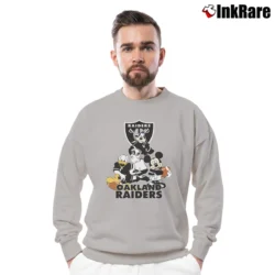 Men’s Oakland Raiders Mickey Donald Goofy Football Crewneck Sweatshirt in sport grey | Cozy Fabric, Clean Style