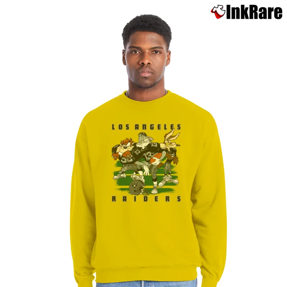 Men’s Oakland Raiders NFL Looney Tunes Fan Gift Crewneck Sweatshirt in yellow | Cozy Fabric, Clean Style