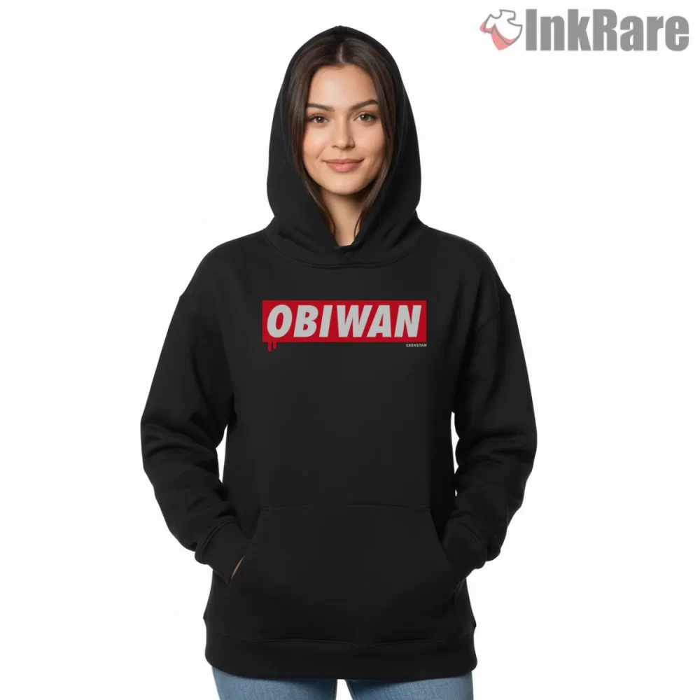 Obey Obi Wan Minimal Pop Art Shirt on black hoodie for women graphic tee