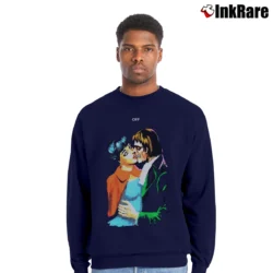 Men’s Off - white Kiss Graphic Crewneck Sweatshirt in navy | Cozy Fabric, Clean Style