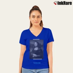 Women’s Off - white Mona Lisa Arrows V-Neck Tee in royal blue | Chic Neckline, Soft Texture