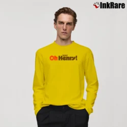 Men’s Oh Henry Chocolate Peanut Fudge Caramel Candy Long-Sleeve Shirt in yellow | Sleek, Lightweight, Year-Round Wear