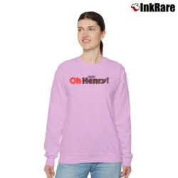 Women’s Oh Henry Chocolate Peanut Fudge Caramel Candy Relaxed Sweatshirt in light pink | Soft, Laid-Back Vibe