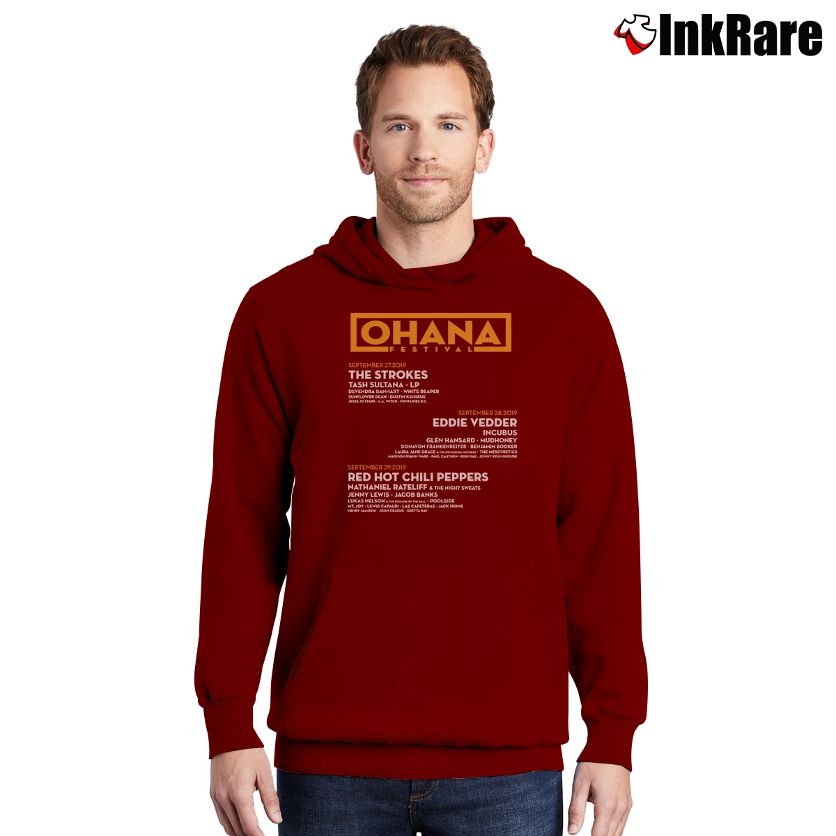 Men’s Ohana Festival 2019 Music Event Pullover Hoodie in maroon | Cozy, Durable, Modern Fit
