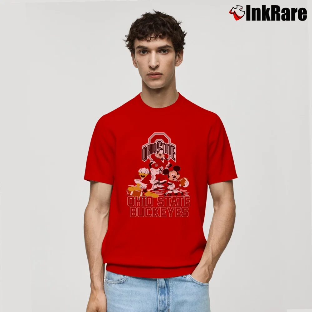 Men’s Ohio State Buckeyes Mickey Donald Goofy Football Classic T-Shirt in red | Soft, Breathable Everyday Wear