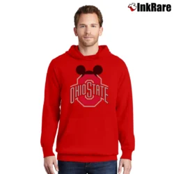 Men’s Ohio State Buckeyes Mickey Mouse Football Classic Pullover Hoodie in red | Cozy, Durable, Modern Fit