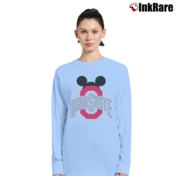 Women’s Ohio State Buckeyes Mickey Mouse Football Classic Long-Sleeve Top in light blue | Sleek, Versatile, All-Season