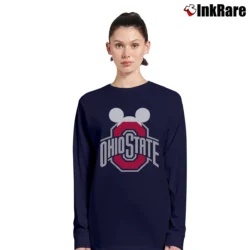 Women’s Ohio State Buckeyes Mickey Mouse Football Long-Sleeve Top in navy | Sleek, Versatile, All-Season