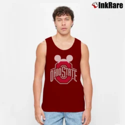 Men’s Ohio State Buckeyes Mickey Mouse Football Tank Top in maroon | Breathable, Active-Friendly Design