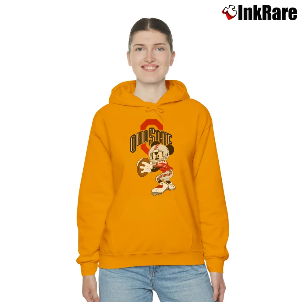 Women’s Ohio State Football Mickey Mouse Cozy Hoodie in orange | Warm, Structured, Stylish
