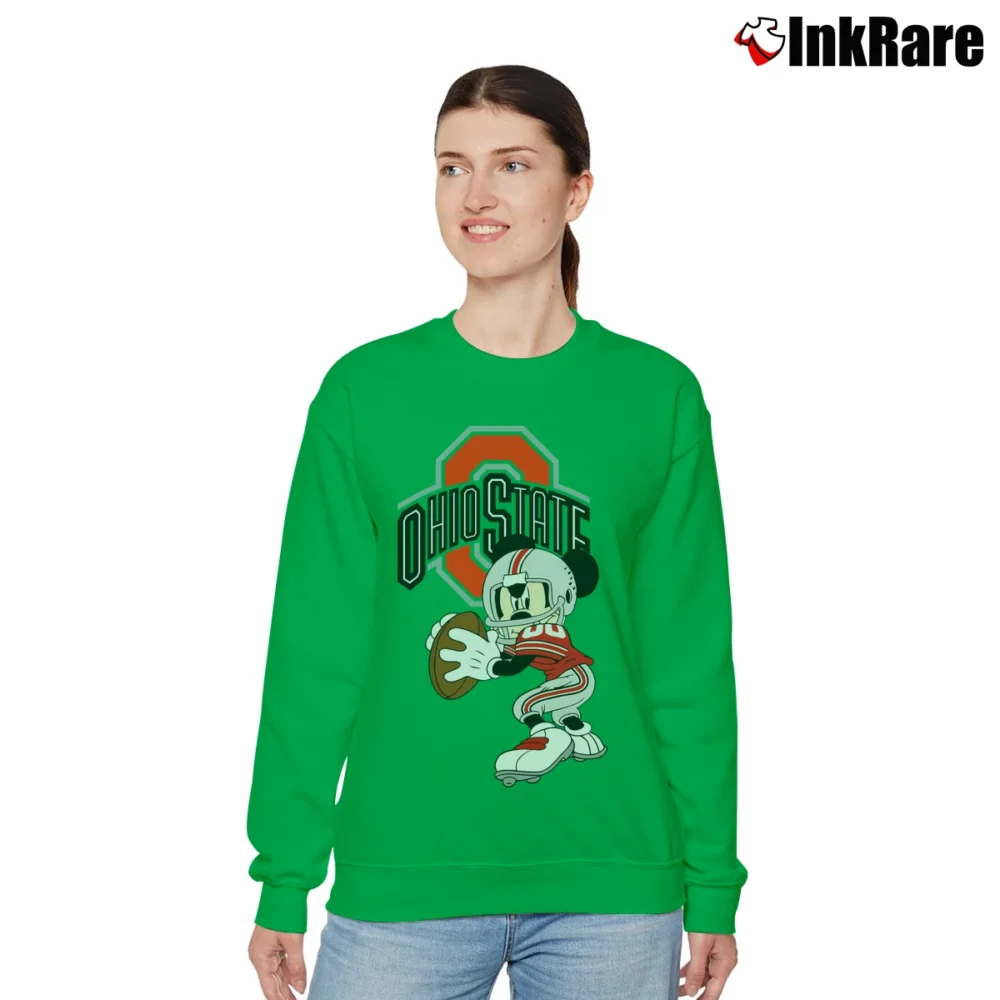 Women’s Ohio State Football Mickey Mouse Relaxed Sweatshirt in irish green | Soft, Laid-Back Vibe