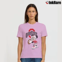 Women’s Ohio State Football Mickey Mouse Signature T-Shirt in light pink | Soft, Flattering Fit