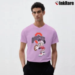Men’s Ohio State Football Mickey Mouse V-Neck Tee in light pink | Sharp, Breathable, Everyday Staple