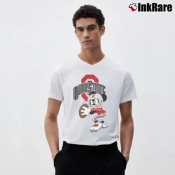 Men’s Ohio State Football Mickey Mouse V-Neck Tee in white | Sharp, Breathable, Everyday Staple