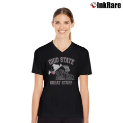 Women’s Ohio State University Snoopy Basketball V-Neck Tee in black | Chic Neckline, Soft Texture