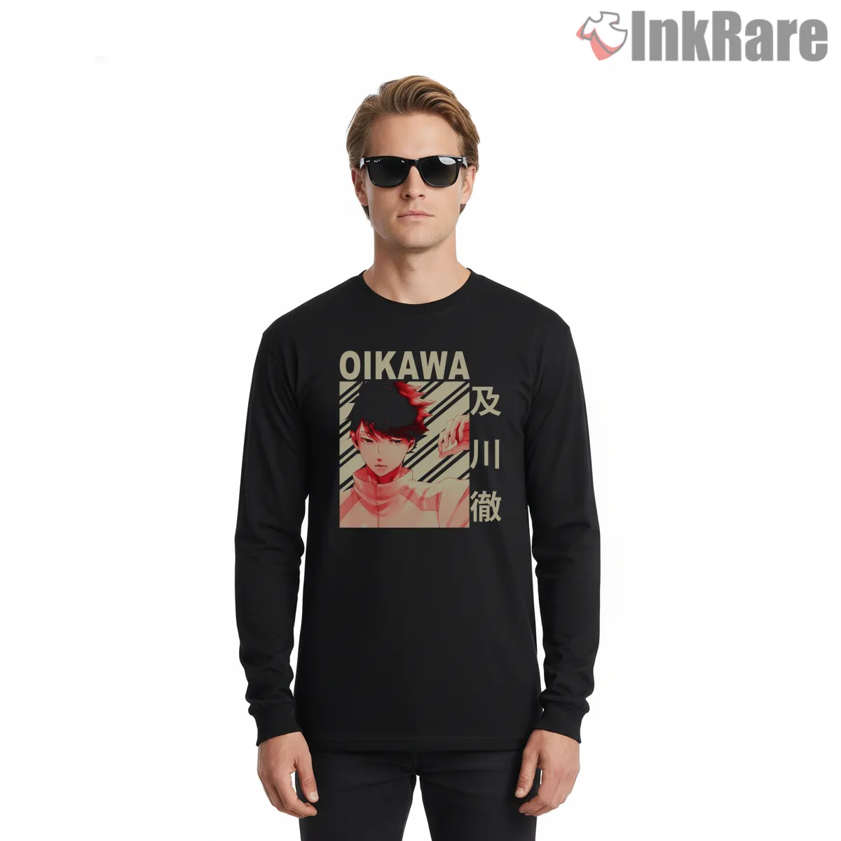 Oikawa Tooru Intense Red Portrait Anime Shirt on black long sleeve shirt for men graphic tee