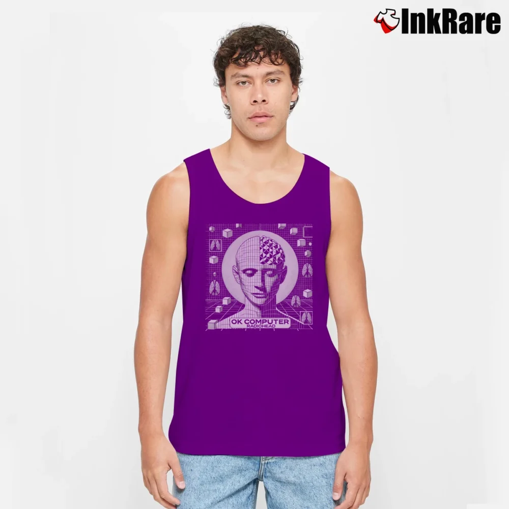 Men’s ok computer radio radiohead classic album Tank Top in purple | Breathable, Active-Friendly Design