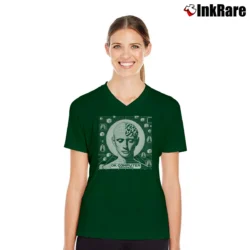 Women’s ok computer radio radiohead classic album V-Neck Tee in forest green | Chic Neckline, Soft Texture
