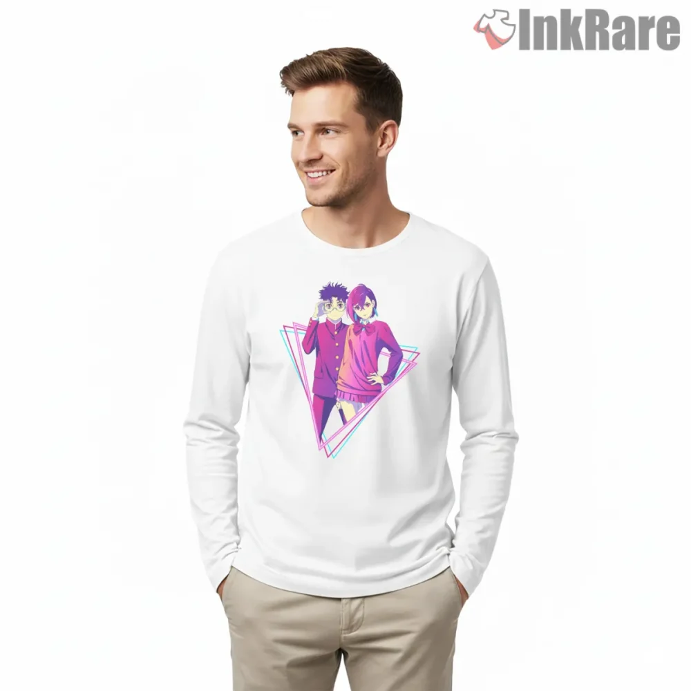 Okarun And Momo Ayase Neon Retro Duo Dandadan Shirt on white long sleeve shirt for men graphic tee