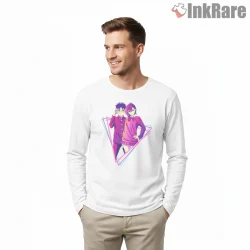 Okarun And Momo Ayase Neon Retro Duo Dandadan Shirt on white long sleeve shirt for men graphic tee