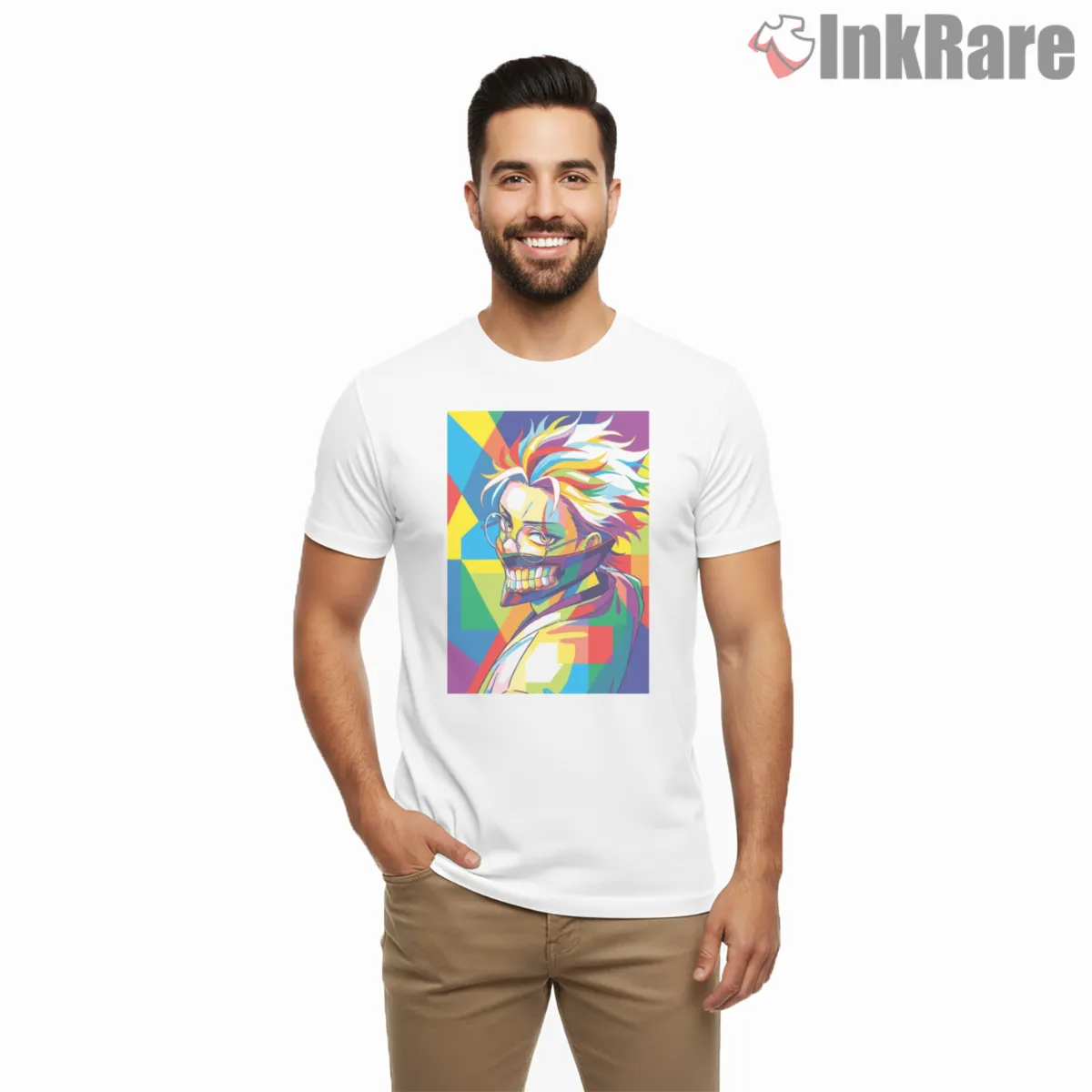 Okarun Colorful Wpap Pop Art Dandadan Short Sleeve White Okarun Colorful Wpap Pop Art Dandadan Shirt on white short sleeve shirt for men graphic tee