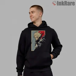 Okarun Cursed Spirit Anime Illustration Shirt on black hoodie for men graphic tee