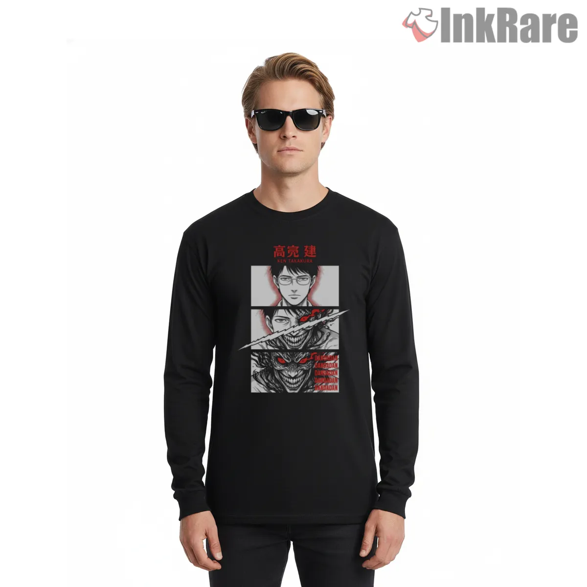 Okarun Dual Identity Anime Transformation Long Sleeve Black Okarun Dual Identity Anime Transformation Shirt on black long sleeve shirt for men graphic tee