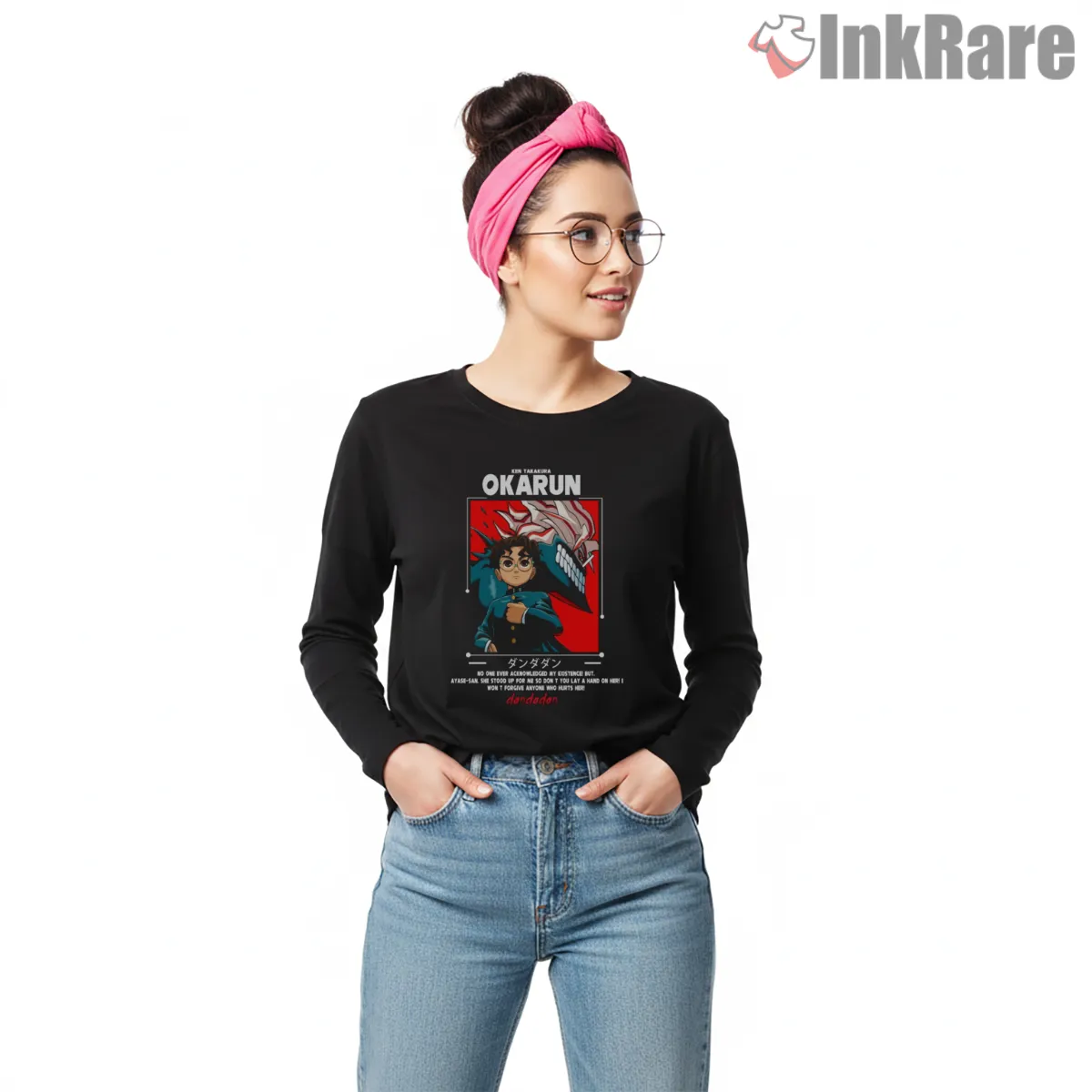 Okarun Psychic Awakening Anime Portrait Long Sleeve Black Okarun Psychic Awakening Anime Portrait Shirt on black long sleeve shirt for women graphic tee