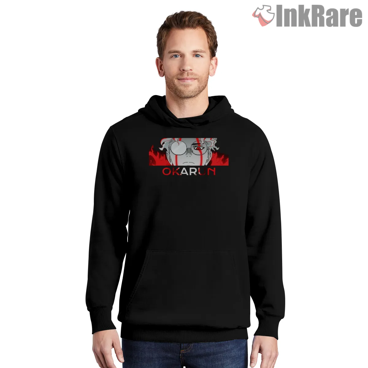 Okarun Psychic Rage Anime Portrait Shirt on black hoodie for men graphic tee