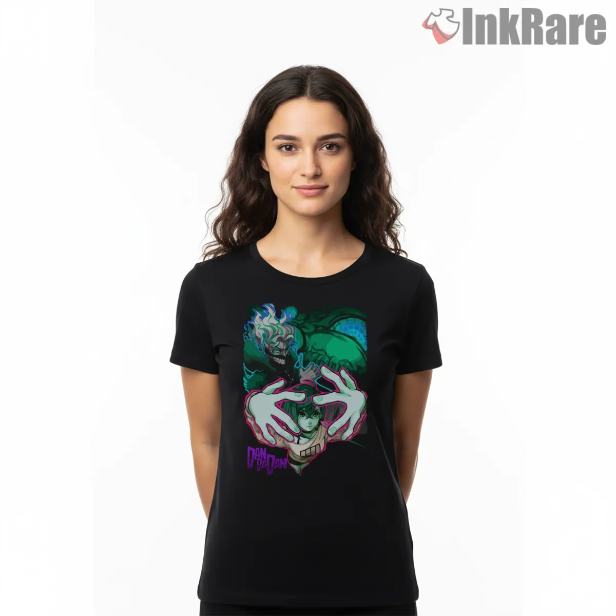 Okarun Psychic Spirit Vision Anime Art Short Sleeve Black Okarun Psychic Spirit Vision Anime Art Shirt on black short sleeve shirt for women graphic tee