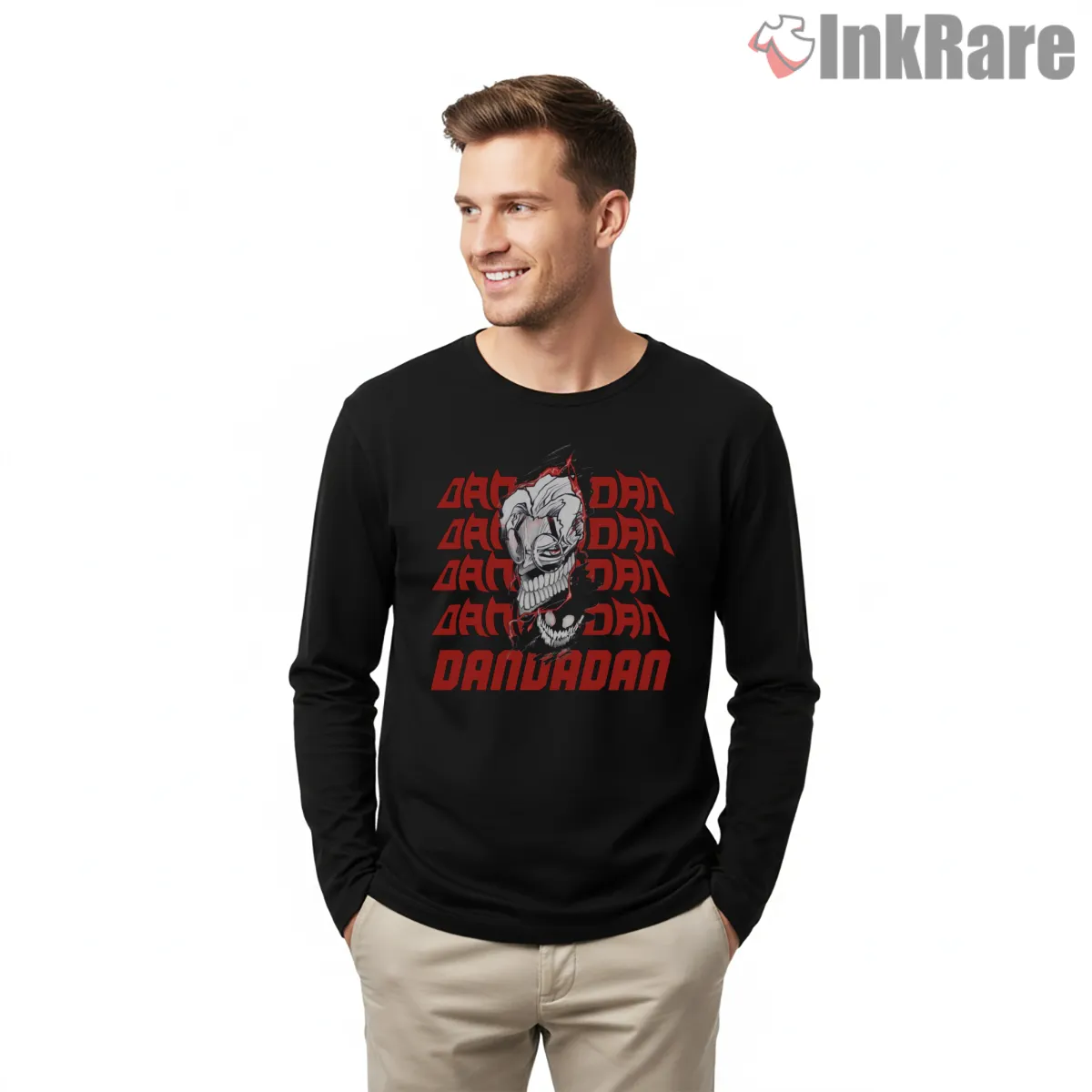 Okarun Skull Mask Manga Graphic Shirt on black long sleeve shirt for men graphic tee