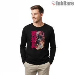 Okarun Turbo Form Fire Aura Anime Shirt on black long sleeve shirt for men graphic tee
