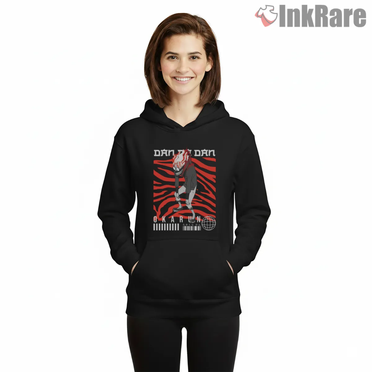 Okarun Turbo Form Zebra Pattern Anime Hoodie Black Okarun Turbo Form Zebra Pattern Anime Shirt on black hoodie for women graphic tee