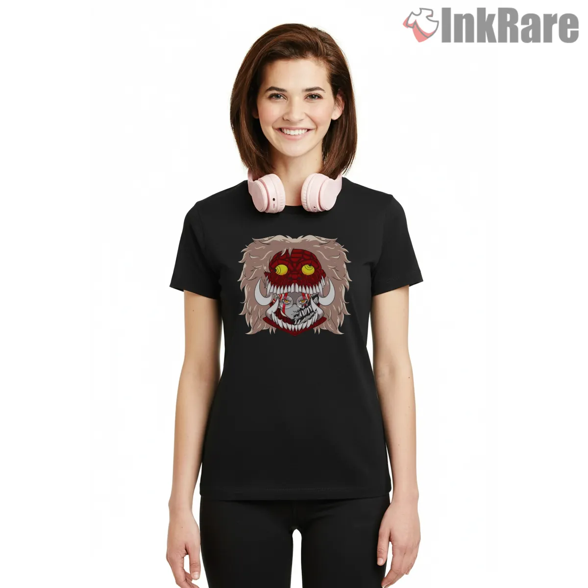 Okarun Turbo Granny Yokai Transformation Shirt on black short sleeve shirt for women graphic tee