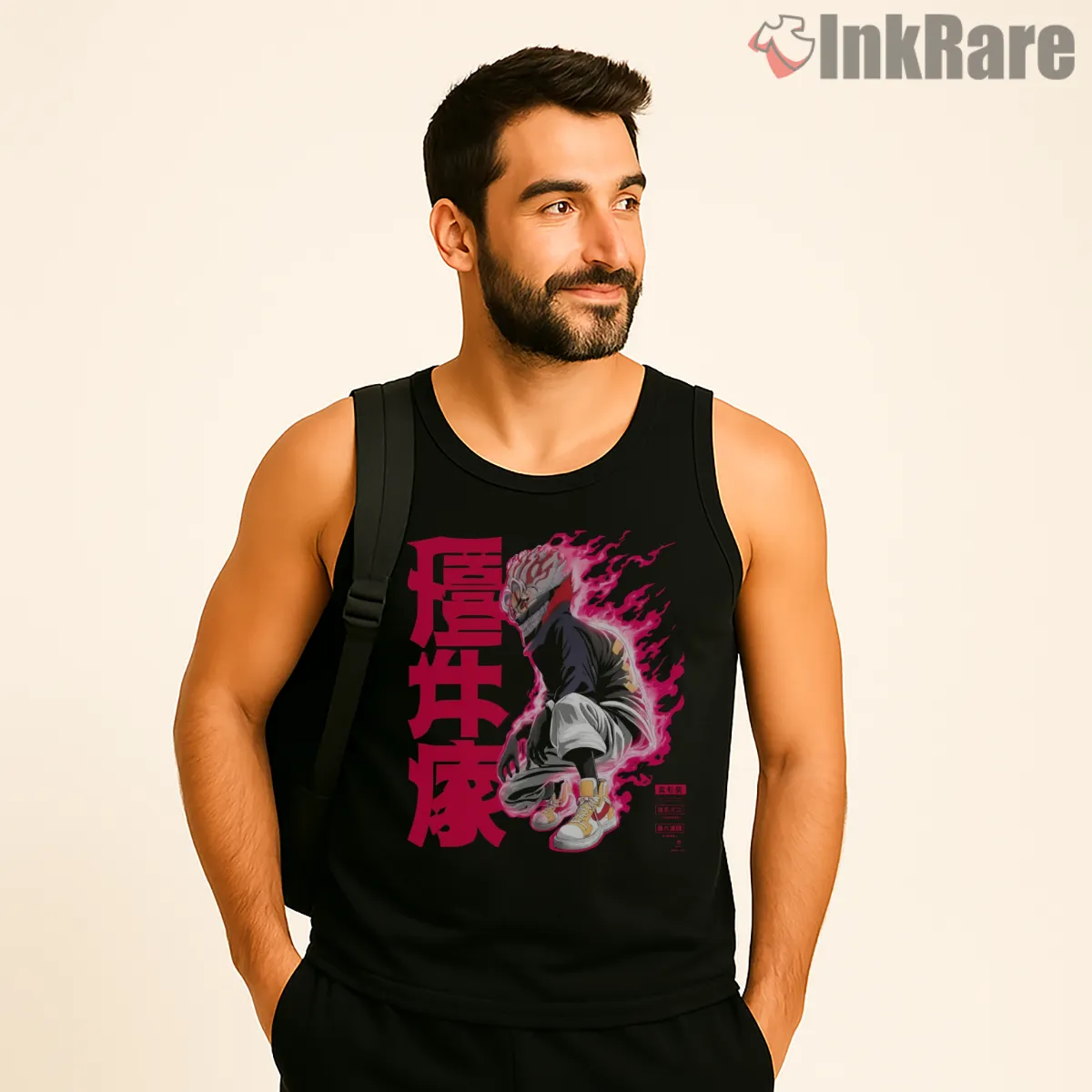 Okarun Turbo Possession Anime Street Style Shirt on black tank top for men graphic tee