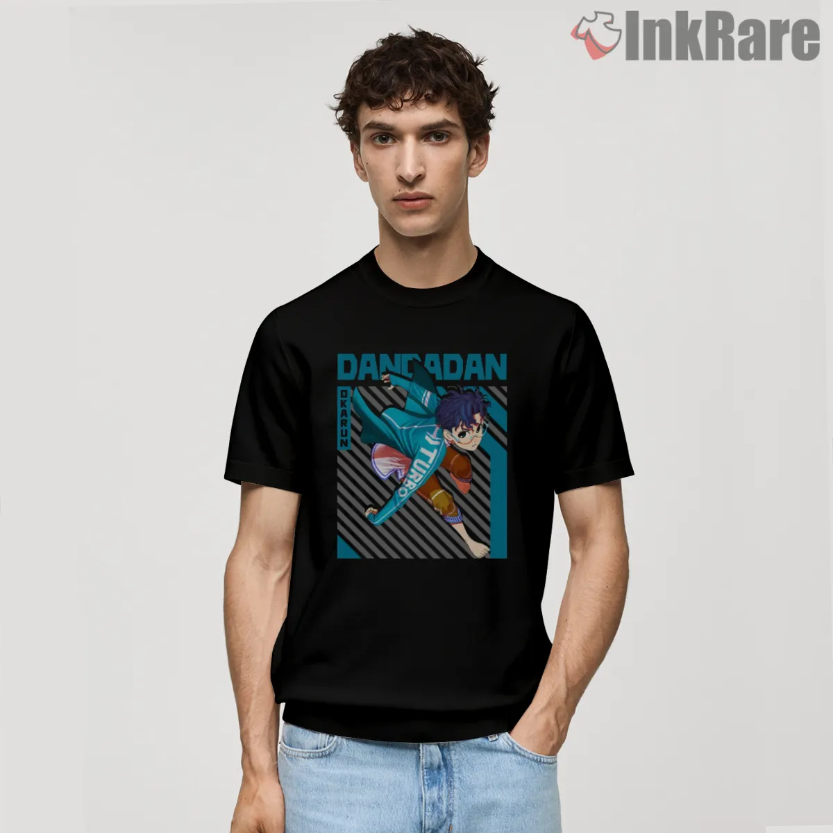 Okarun Turbo Speed Anime Action Short Sleeve Black Okarun Turbo Speed Anime Action Shirt on black short sleeve shirt for men graphic tee